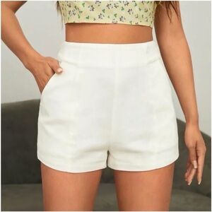 Women's White High-Waisted Shorts